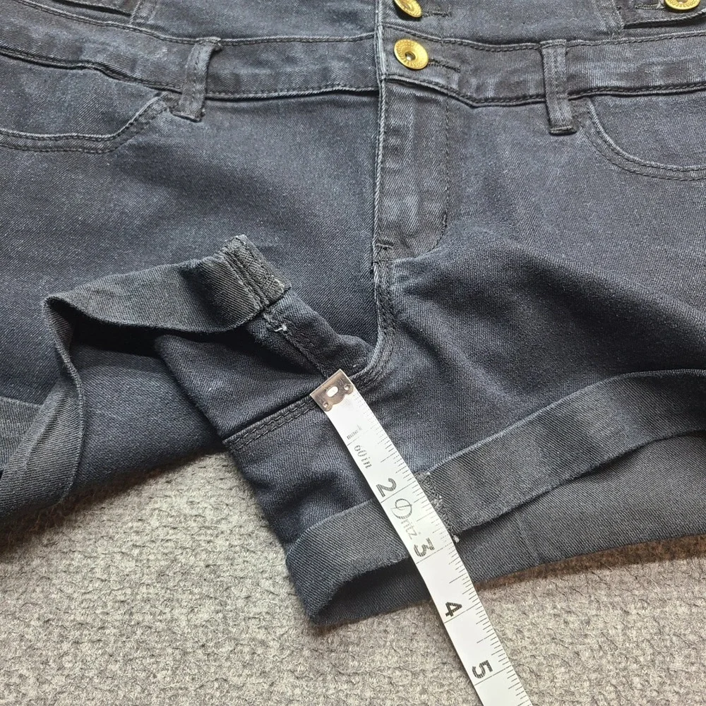 Refuge Denim‎ Shorts Womens 10 Black Excellent High Waist Triple Button Cuffed